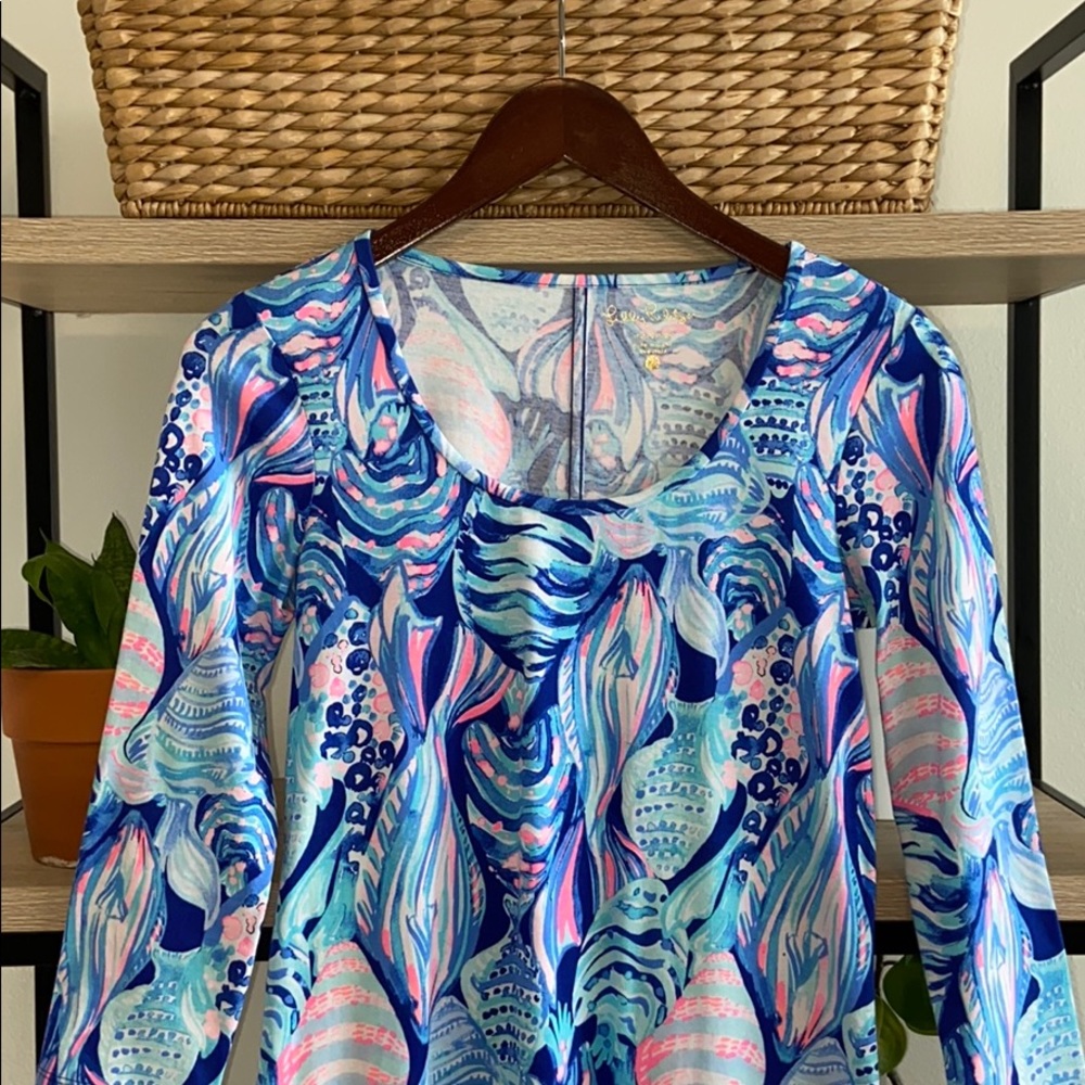 Lilly Pulitzer Beacon Jersey Knit Fish Striped Shift T-shirt Dress, XS - Picture 3 of 8